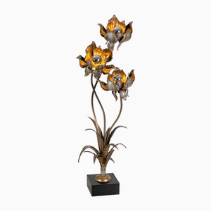 Lampada da terra vintage a fiori di Henri Fernandez, anni '70