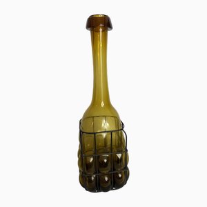 Bouteille en Verre avec Revêtement en Fer Forgé, 1930s