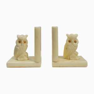 Serre-Livres en Albâtre Sculpté à la Main, 1920s, Set de 2