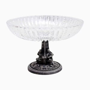 Tazza in cristallo e metallo argentato, anni '30