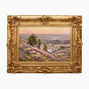 William Didier Pouget, Corrèze Valley with Village, 1902, Oil on Canvas, Framed