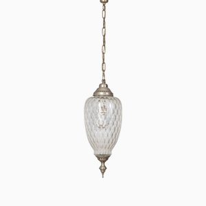 Italienische Vintage Hängelampe aus verziertem Glas, 1960er