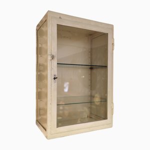 Botiquín de chapa y vidrio de pared, años 40