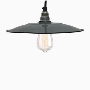 French Grey Enamel Pendant Light, 1950s