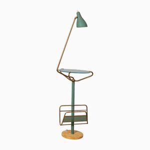 Vintage Italian Coffee Table with Lamp and Magazine Rack