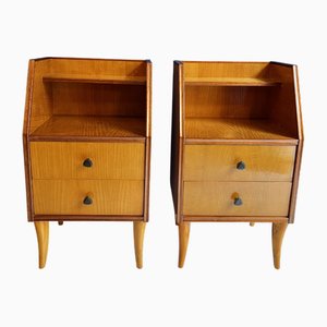 Italienische Nachttische aus hellem Holz, 1950er, 2er Set