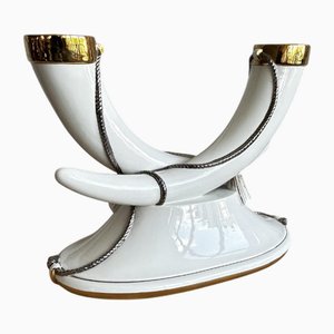 Mid Century Porcelain Elephant Tusks Display Sculpture, 1980s