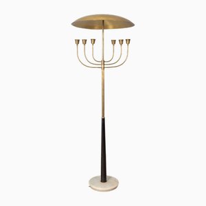 Lampadaire Vintage en Onyx et Laiton Doré, Italie, 1950s
