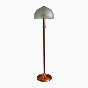 Lampadaire Industriel Mid-Century en Cuivre et Verre Laiteux, Hongrie, 1970s