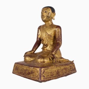 Burmese Artist, Worshipping Monk, 1800s, Gilded Bronze
