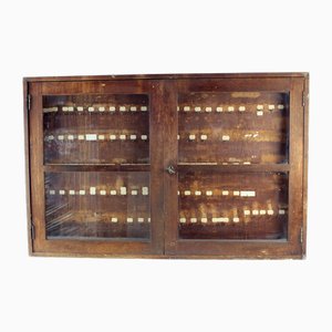 Large Wall-Mounted Factory Cabinet in Glass, Former Czechoslovakia, 1920s