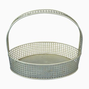 Art Deco Korb aus Aluminium mit Perforationen, Josef Franz Maria Hoffmann zugeschrieben für Wiener Werkstätte, Österreich, 1920er