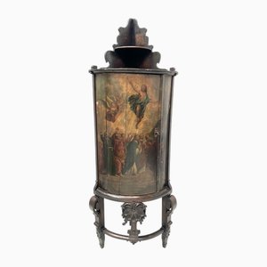 Half-Moon Corner Cabinet with Biblical Scene Decor, 19th Century