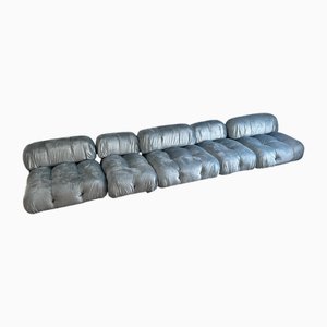 Modulares Camaleonda Sofa in Blauem Crushed Velvet von Mario Bellini für B&B Italia, 1970er, 5er Set