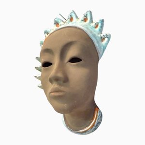 Mid-Century Wall Mask by Gertraud Wolterhoff for Karlsruhe Majolika, 1933