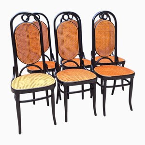 Model 21 Chairs in Beech and Straw, Austria, 1970s, Set of 6