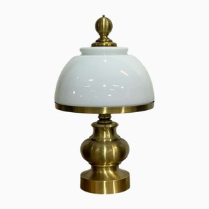 Lamp in Brass and White Opaline, 1980s