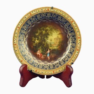 Antique Porcelain Plate with Mercury and Paris Painting from the Imperial Manufactory of Vienna, Austria, Mid-1800s