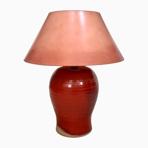 Large Glazed Ceramic Table Lamp with Vase-Shaped Base, 1970s
