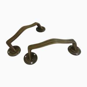 Manici Art Déco in ottone, Italia, anni '40, set di 2