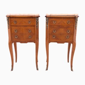 Französische Nachttische mit Steinplatte, 1920er, 2er Set