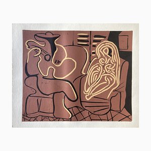 After Pablo Picasso, Woman in an Armchair and Guitarist, Cercle d'Art, 1962, Linocut
