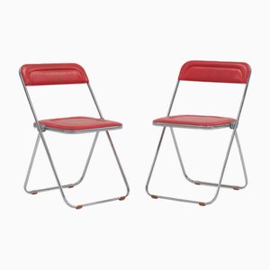 Vintage Metall Klappstühle im Stil von Piretti, 2er Set
