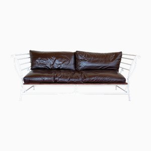 Französisches Sofa aus Schmiedeeisen mit Lederkissen, 1955