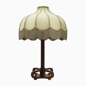 Vintage Art Deco Table Lamp with Special Wooden Base, 1930s
