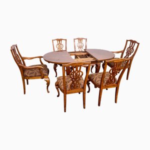 Tavolo da pranzo Art Deco vintage con sedie di Budapest Werkstatten, anni '20, set di 7