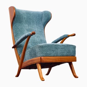 Poltrona Wingback Mid-Century moderna di Prof. Karl Nothhelfer per Schörle & Gölz, anni '50