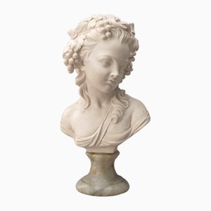 Giuseppe Bessi, Büste eines Mädchens: Allegorie des Herbstes, 1890er-1910er, Gips mit Marmorsockel
