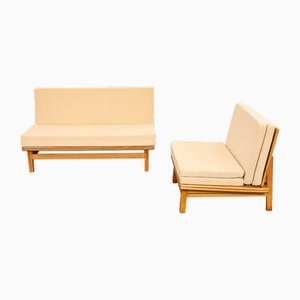 Vintage Lounge Seating Set in Beech and Boucle, 1966, Set of 2