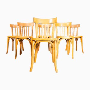 Sillas de comedor de roble rubio de Baumann, años 50. Juego de 6