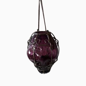 Farol veneciano en forma de vela de cristal de Murano morado