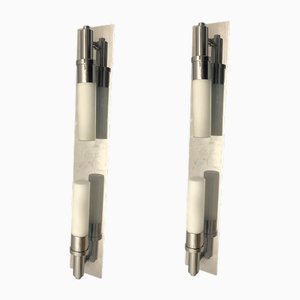 Vintage Wandleuchten aus Chrom & Opalglas, 1970er, 2er Set