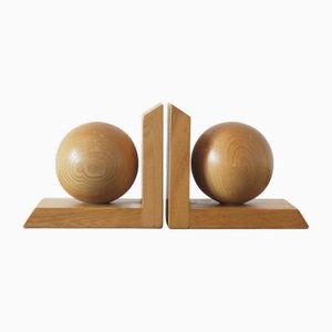 Serre-Livres Mid-Century Moderne en Bois, 1950s, Set de 2