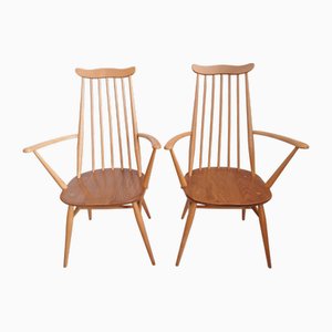 Mid-Century Goldsmith Carver Dining Chairs in Elm attributed to Lucian Ercolani for Ercol, 1960s, Set of 2