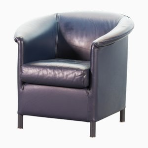 Poltrona Aura in pelle blu petrolio di Paolo Piva per Wittmann, Austria, anni '80