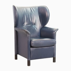 Poltrona Aura in pelle blu petrolio di Paolo Piva per Wittmann, Austria, anni '80