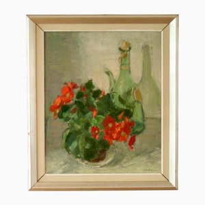 Eric Gustafsson, Still Life with Bottle, 1960s, Oil on Canvas, Framed