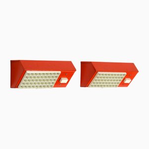 Red Elidus Metal Wall Lamps Type 9005 by Hans Agne Jakobsson, Sweden, 1960s, Set of 2