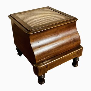 English Ladder Container In Walnut and Silkscreened Leather, Late 19th Century