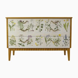 Coiffeuse Moderne avec Illustrations de Flore Nordens par CAM Lindman, Suède, 1930s