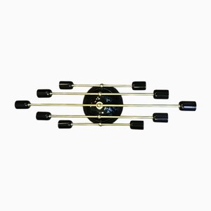 Schwarze Art Deco Wandlampe aus Messing & Gold von Historic Hotel in Rom, 1930er