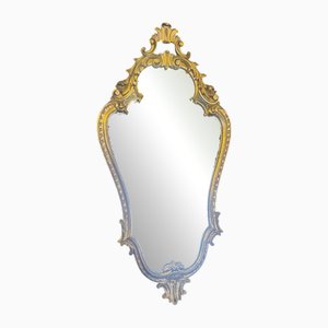 Miroir avec Cadre en Bois Sculpté à la Main et Doré, Italie, 1960s