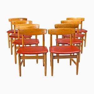 Sedie da pranzo Mid-Century di Borge Mogensen per Karl Andersson & Söner, anni '50, set di 8