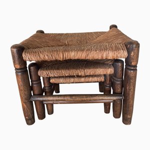Straw Nesting Stools, 1890s, Set of 3