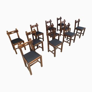 Vintage Brutalist Dining Chairs, 1960s, Set of 11
