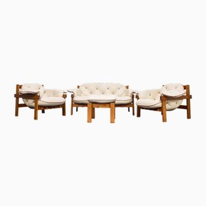 Vintage Hungarian Senator Armchairs with Sofa and Ottoman, 1986, Set of 4